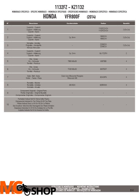 KAPPA KZ1132 STELAŻ KUFRA CENTRALNEGO HONDA VFR 800 F