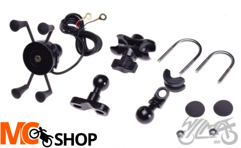 Uchwyt na telefon typu X-Grip Z MOCOWANIEM + USB Uchwyt na telefon typu X-Grip Z MOCOWANIEM + USB
