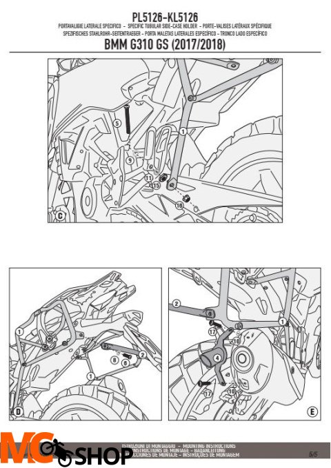 KAPPA KL5126 STELAŻ KUFRÓW BOCZNYCH MONOKEY BMW G 310