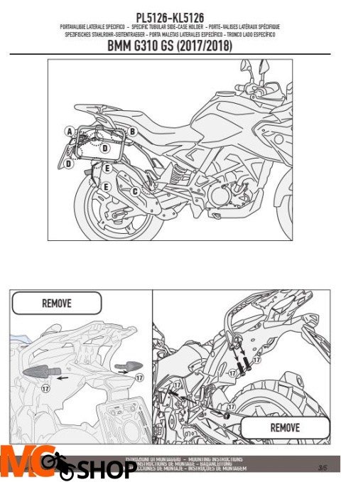 KAPPA KL5126 STELAŻ KUFRÓW BOCZNYCH MONOKEY BMW G 310