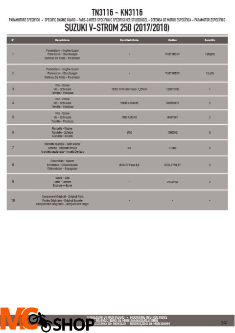 KAPPA KN3116 GMOLE OSŁONY SILNIKA SUZUKI V-Strom 250 (17-18)