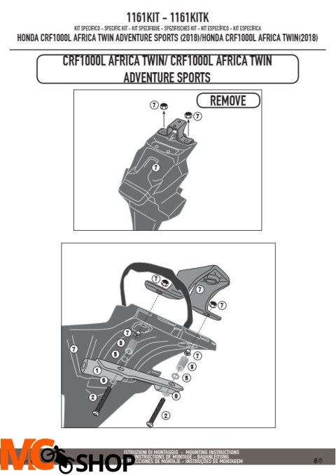 KAPPA 1161KITK ADAPTER DO STELAŻA BOCZNEGO KLR1161