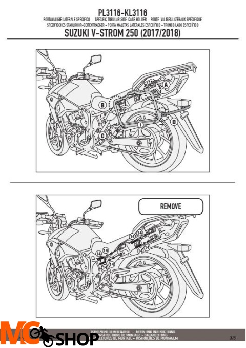 KAPPA KL3116 STELAŻ KUFRÓW BOCZNYCH MONOKEY SUZUKI V-Strom