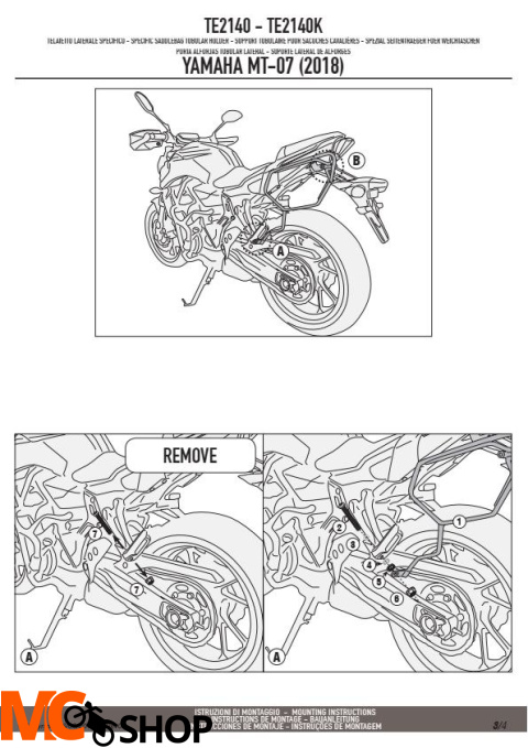 KAPPA TE2140K STELAŻ POD SAKWY BOCZNE YAMAHA MT 07 KAPPA TE2140K STELAŻ POD SAKWY BOCZNE YAMAHA MT 07