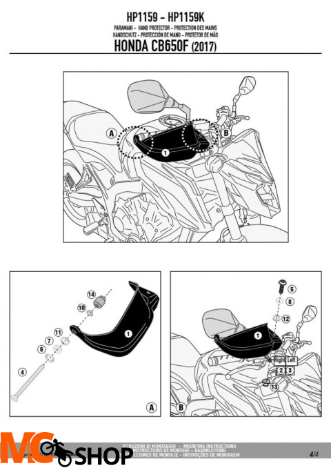 GIVI HP1159 DODATKOWE HANDBARY HONDA CB 650F (17>18) GIVI HP1159 DODATKOWE HANDBARY HONDA CB 650F (17>18)