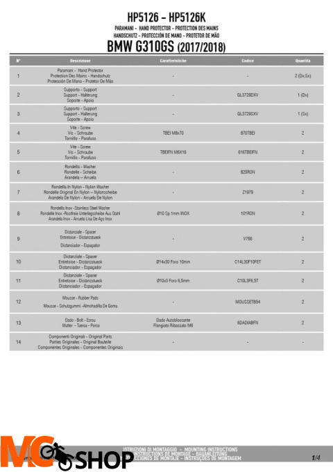 GIVI HP5126 DODATKOWE HANDBARY BMW G 310 GS (17>18)