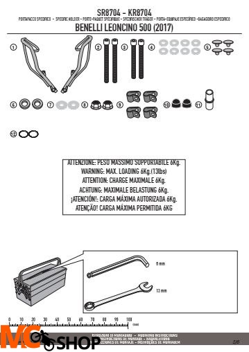 GIVI SR8704 STELAŻ KUFRA CENTRALNEGO BENELLI LEONCINO