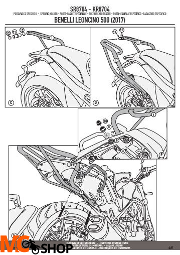 GIVI SR8704 STELAŻ KUFRA CENTRALNEGO BENELLI LEONCINO