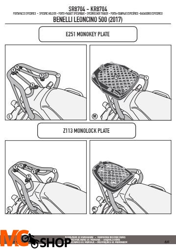 GIVI SR8704 STELAŻ KUFRA CENTRALNEGO BENELLI LEONCINO