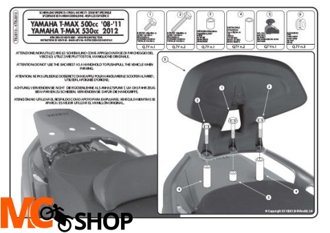 GIVI TB2013 OPARCIE PASAŻERA YAMAHA T-MAX 500/530 GIVI TB2013 OPARCIE PASAŻERA YAMAHA T-MAX 500/530