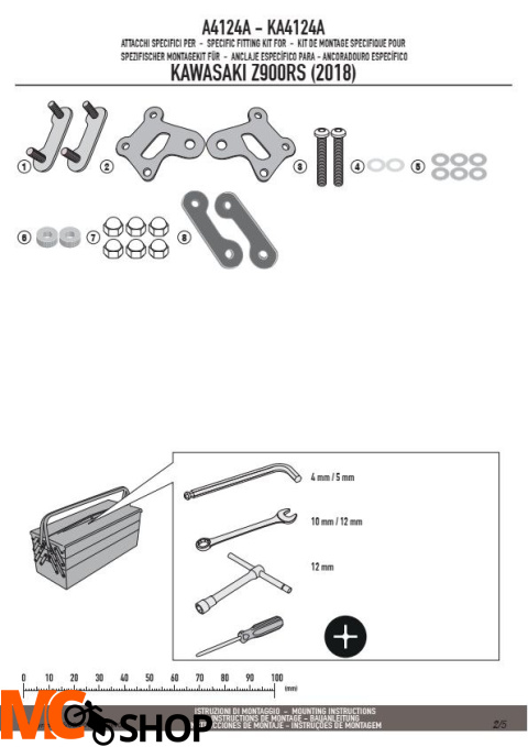 GIVI A4124A MOCOWANIE SZYBY A200/A210 KAWASAKI Z900 RS GIVI A4124A MOCOWANIE SZYBY A200/A210 KAWASAKI Z900 RS