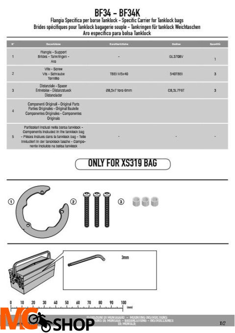 GIVI BF34 MOCOWANIE TANKLOCK BENELLI LEONCINO 500 GIVI BF34 MOCOWANIE TANKLOCK BENELLI LEONCINO 500