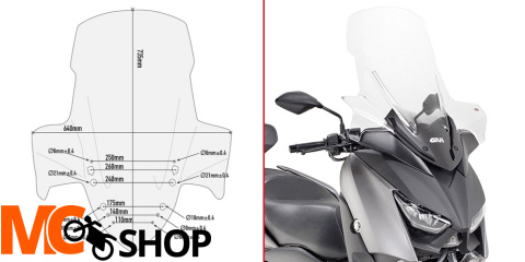 GIVI D2136ST SZYBA PRZEZROCZYSTA 73,5x64cm YAMAHA X-Max