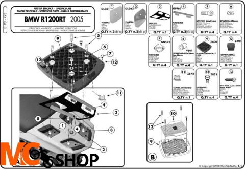 GIVI E193 STELAŻ KUFRA CENTRALNEGO Z MONOKEY BMW R 1200 RT