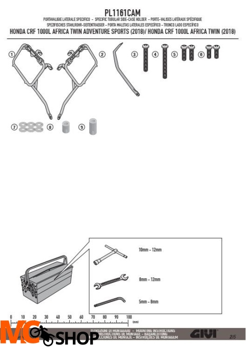 GIVI PL1161CAM STELAŻ KUFRÓW BOCZNYCH OUTBACK HONDA CRF1000L