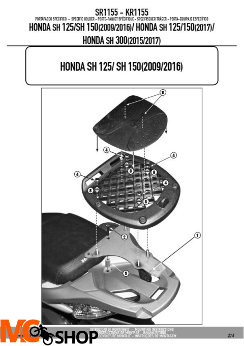 GIVI SR1155 STELAŻ KUFRA CENTRALNEGO HONDA SH 300i GIVI SR1155 STELAŻ KUFRA CENTRALNEGO HONDA SH 300i