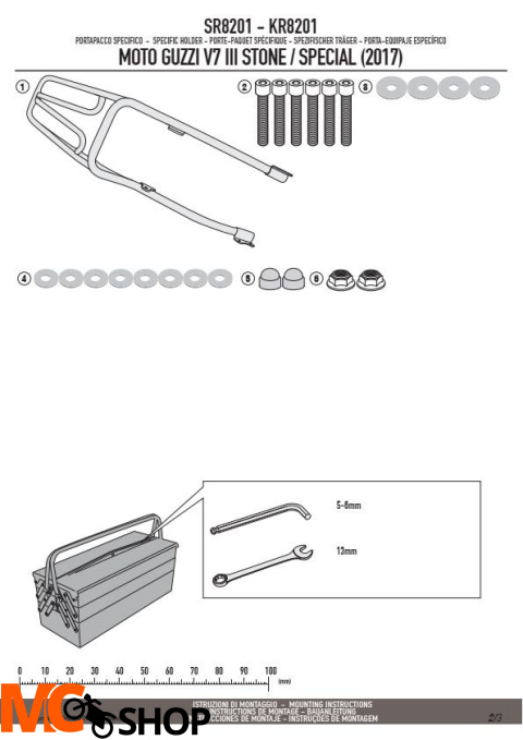 GIVI SR8201 STELAŻ KUFRA CENTRALNEGO MOTOGUZZI V7 III Stone