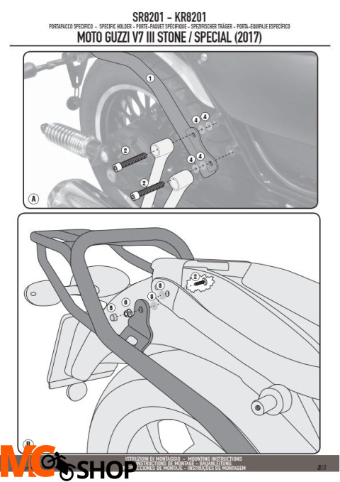 GIVI SR8201 STELAŻ KUFRA CENTRALNEGO MOTOGUZZI V7 III Stone