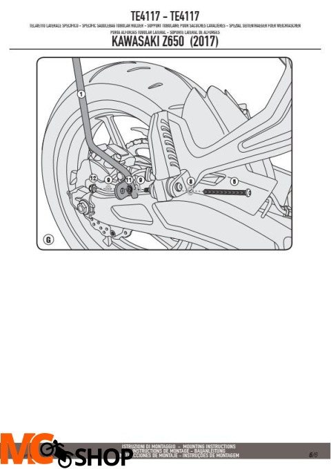GIVI TE4117 STELAŻ SAKW BOCZNYCH 3D600 KAWASAKI Z650
