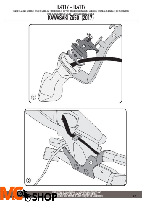 GIVI TE4117 STELAŻ SAKW BOCZNYCH 3D600 KAWASAKI Z650