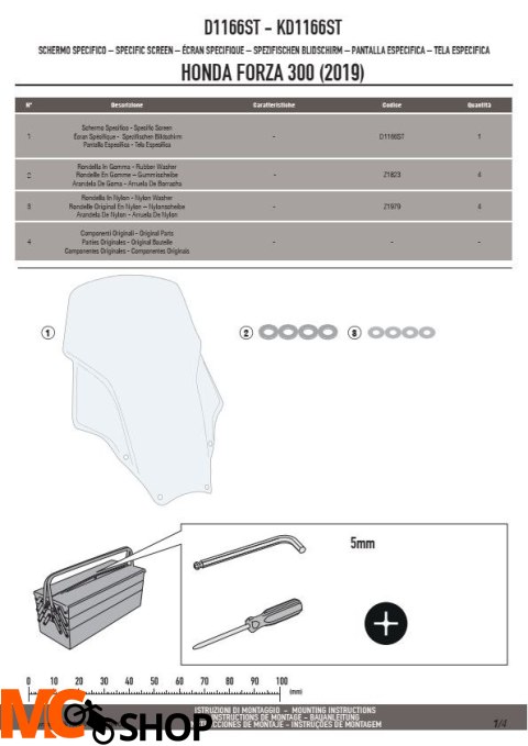 GIVI D1166ST SZYBA PRZEZROCZYSTA 58x44,5cm HONDA Forza GIVI D1166ST SZYBA PRZEZROCZYSTA 58x44,5cm HONDA Forza