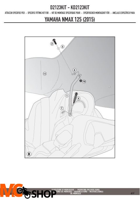 GIVI D2123KIT MOCOWANIE SZYBY 2123DT