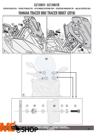 GIVI D2139KIT MOCOWANIE SZYBY 2139DT