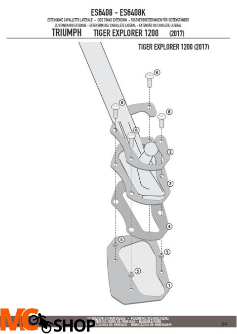 GIVI ES6408 POSZERZENIE DODATKOWE STOPKI TRIUMPH GIVI ES6408 POSZERZENIE DODATKOWE STOPKI TRIUMPH