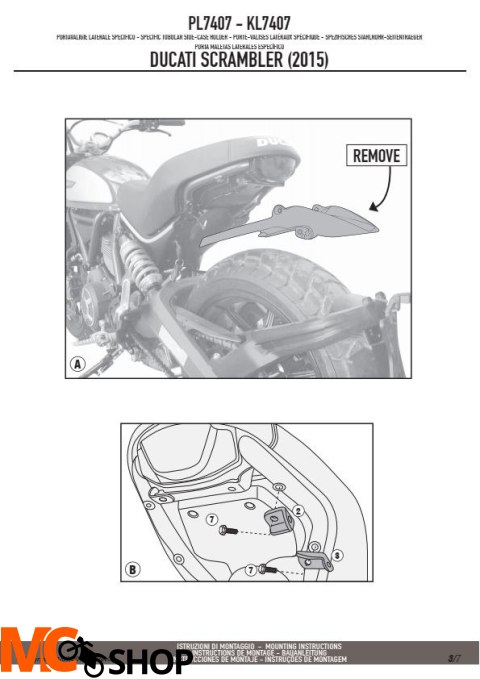 GIVI PL7407 STELAŻ KUFRÓW BOCZNYCH MONOKEY DUCATI GIVI PL7407 STELAŻ KUFRÓW BOCZNYCH MONOKEY DUCATI