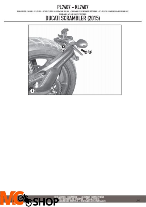 GIVI PL7407 STELAŻ KUFRÓW BOCZNYCH MONOKEY DUCATI GIVI PL7407 STELAŻ KUFRÓW BOCZNYCH MONOKEY DUCATI