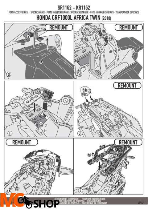 GIVI SR1162 STELAŻ KUFRA CENTRALNEGO HONDA CRF1000L