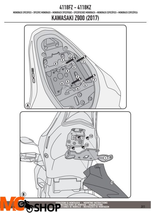 KAPPA KZ4118 STELAŻ KUFRA CENTR KAWASAKI Z900 (17)