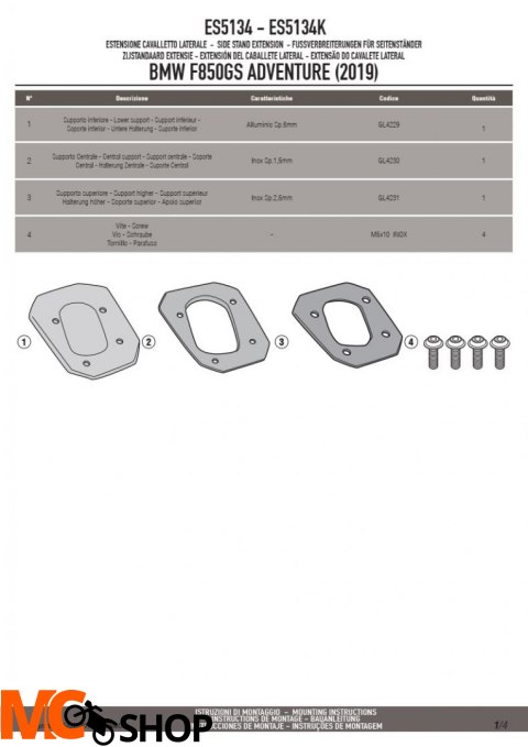 GIVI ES5134 POSZERZENIE STOPKI BMW F 850 GS Adventure GIVI ES5134 POSZERZENIE STOPKI BMW F 850 GS Adventure
