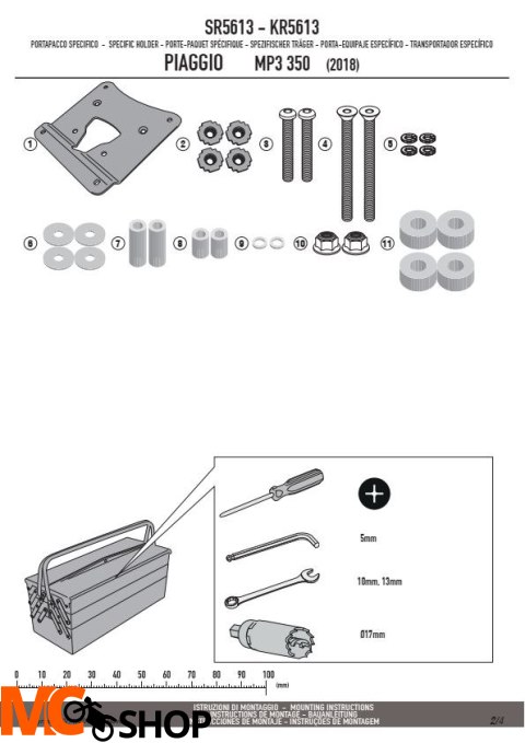 KAPPA KR5613 STELAŻ KUFRA CENTRALNEGO PIAGGIO MP3