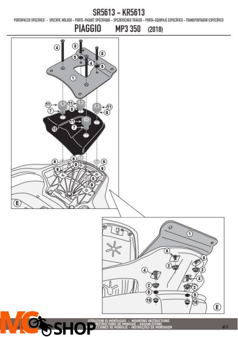 KAPPA KR5613 STELAŻ KUFRA CENTRALNEGO PIAGGIO MP3