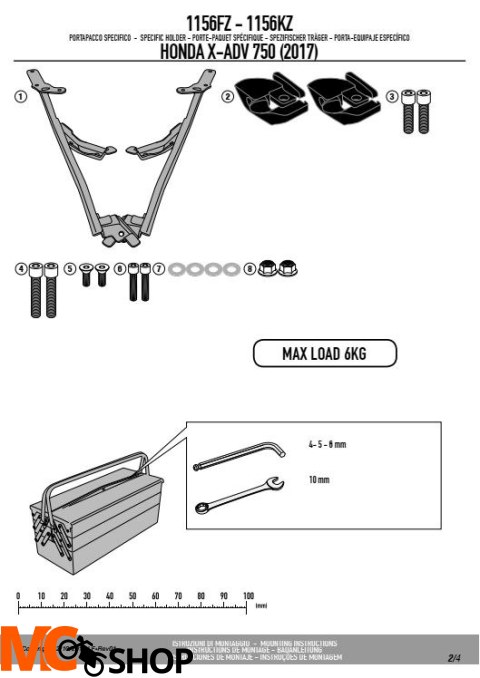 KAPPA KZ1156 STELAŻ KUFRA CENTRALNEGO HONDA X-ADV 750