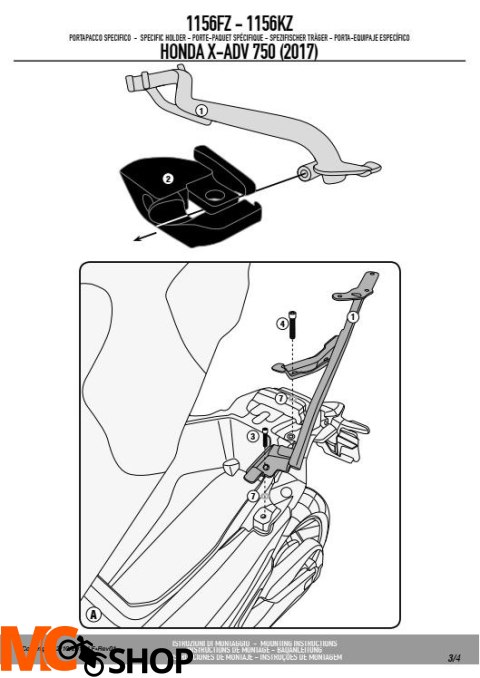 KAPPA KZ1156 STELAŻ KUFRA CENTRALNEGO HONDA X-ADV 750
