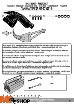 KAPPA RM2130KIT MOCOWANIE BŁOTNIKA KRM02 YAMAHA MT-07