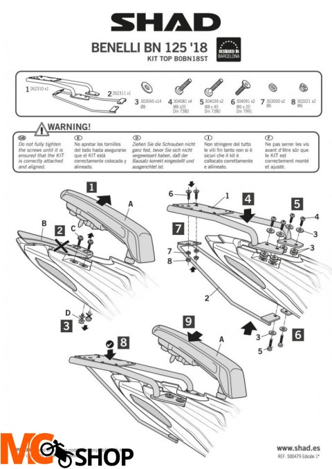 SHAD B0BN18ST STELAŻ KUFRA TYŁ DO BENELLI BN125 SHAD B0BN18ST STELAŻ KUFRA TYŁ DO BENELLI BN125