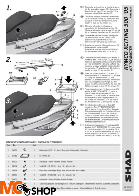 SHAD K0XC55ST STELAŻ KUFRA TYŁ DO KYMCO XCITING 250 SHAD K0XC55ST STELAŻ KUFRA TYŁ DO KYMCO XCITING 250