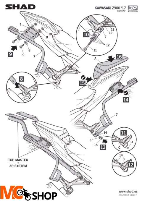 SHAD KSHK0Z997IF STELAŻ KUFRA BOCZNEGO 3P DO KAWASAKI
