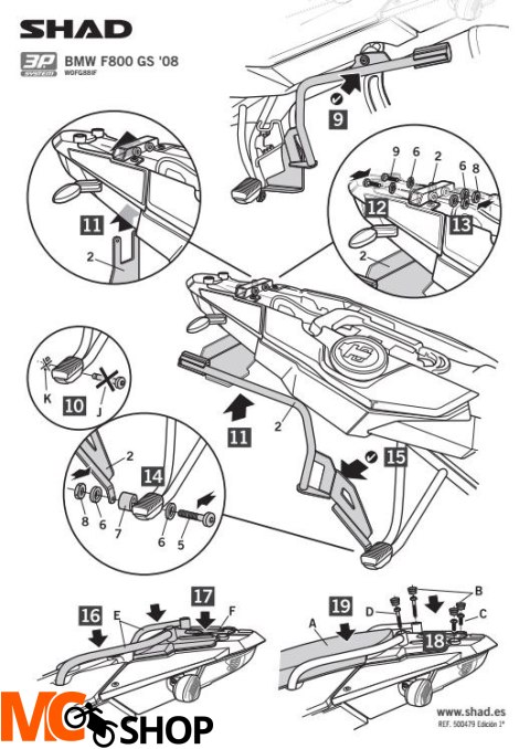 SHAD W0FG88IF STELAŻ KUFRA BOCZNEGO 3P DO BMW F800GS SHAD W0FG88IF STELAŻ KUFRA BOCZNEGO 3P DO BMW F800GS