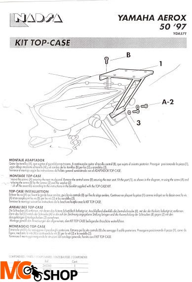 SHAD Y0A57T STELAŻ KUFRA TYŁ DO YAMAHA AEROX 50 i 100 SHAD Y0A57T STELAŻ KUFRA TYŁ DO YAMAHA AEROX 50 i 100