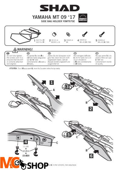 SHAD Y0MT97SE STELAŻ SAKW PÓŁSZTYWNYCH DO YAMAHA MT 09 SHAD Y0MT97SE STELAŻ SAKW PÓŁSZTYWNYCH DO YAMAHA MT 09