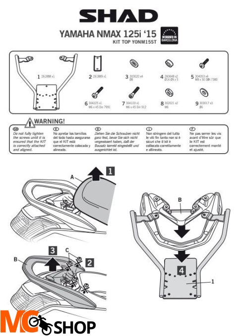 SHAD Y0NM15ST STELAŻ KUFRA TYŁ DO YAMAHA N MAX 125i SHAD Y0NM15ST STELAŻ KUFRA TYŁ DO YAMAHA N MAX 125i