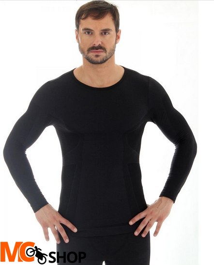 Brubeck LS11600 Koszulka męska z długim rękawem COMFORT WOOL czarny Brubeck LS11600 Koszulka męska z długim rękawem COMFORT WOOL czarny