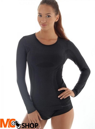Brubeck LS11610 Koszulka damska z długim rękawem COMFORT WOOL czarny Brubeck LS11610 Koszulka damska z długim rękawem COMFORT WOOL czarny
