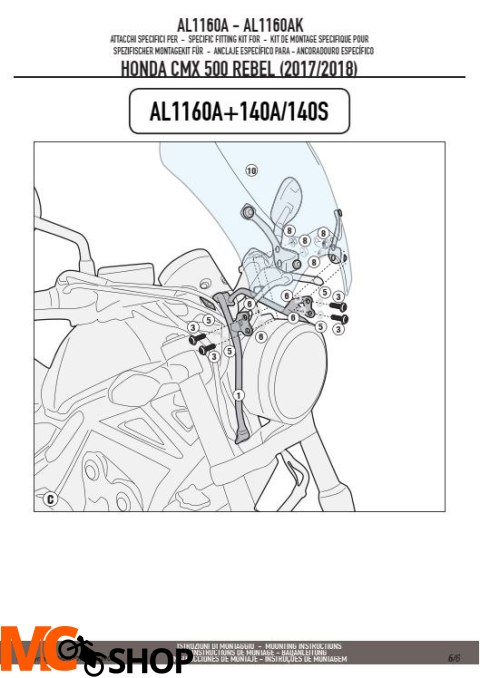 KAPPA AL1160AK MOCOWANIE SZYB 100ALBK, 140AK, 140SK HONDA