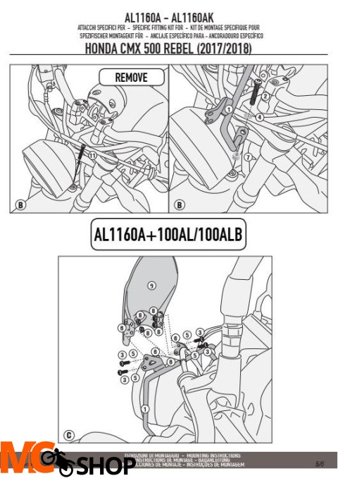 KAPPA AL1160AK MOCOWANIE SZYB 100ALBK, 140AK, 140SK HONDA