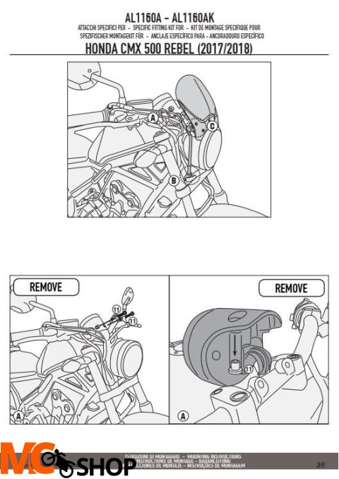 KAPPA AL1160AK MOCOWANIE SZYB 100ALBK, 140AK, 140SK HONDA